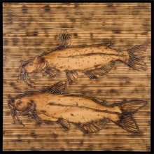 CATFISH-carved_torched_wood_w_encaustic_wax__30x30_