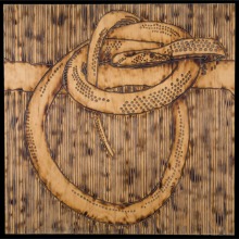 SNAKE_1_panel-carved_torched_wood_w_encaustic_wax__30x30_