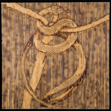 SNAKE_3_panel-carved_torched_wood_w_encaustic_wax__30x30_