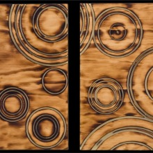 WATER_RINGS_DUO_4-carved_torched_wood_w_encaustic_wax__each_18x18_