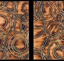 WATER_RINGS_DUO_5-carved_torched_wood_w_encaustic_wax__each_18x18_
